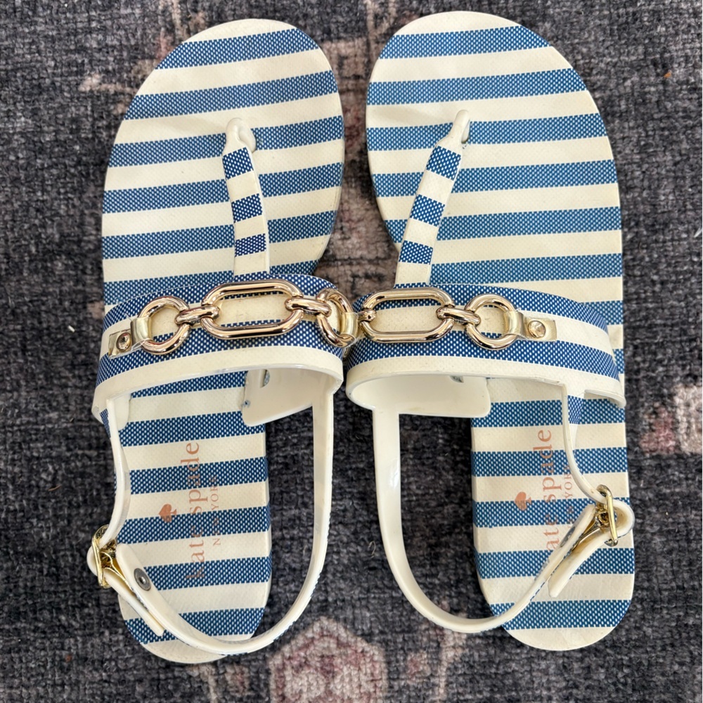 Kate Spade Blue and White Striped Sandals
